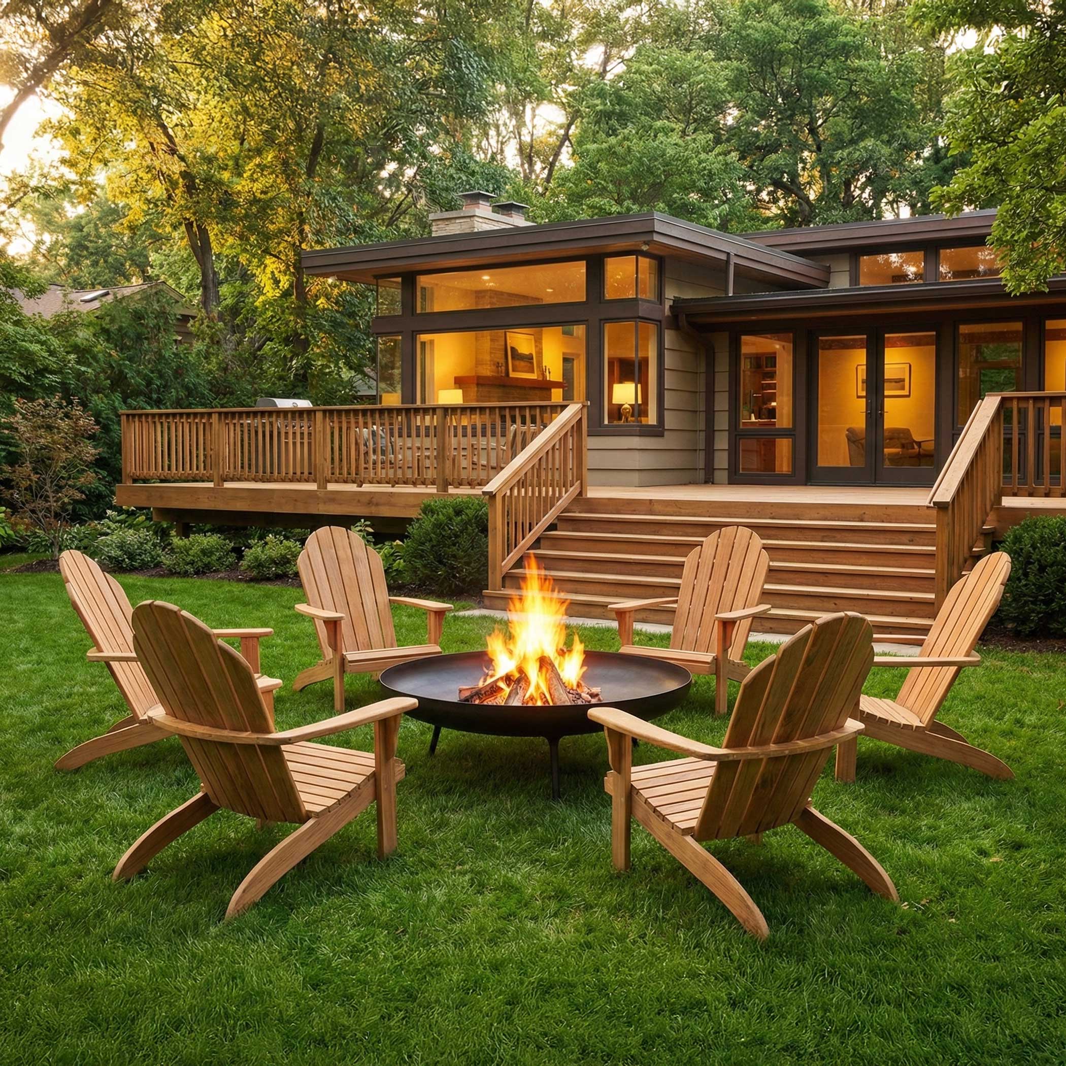 POVL Outdoor Teak Adirondack Chair - Set of 4 | AuthenTEAK