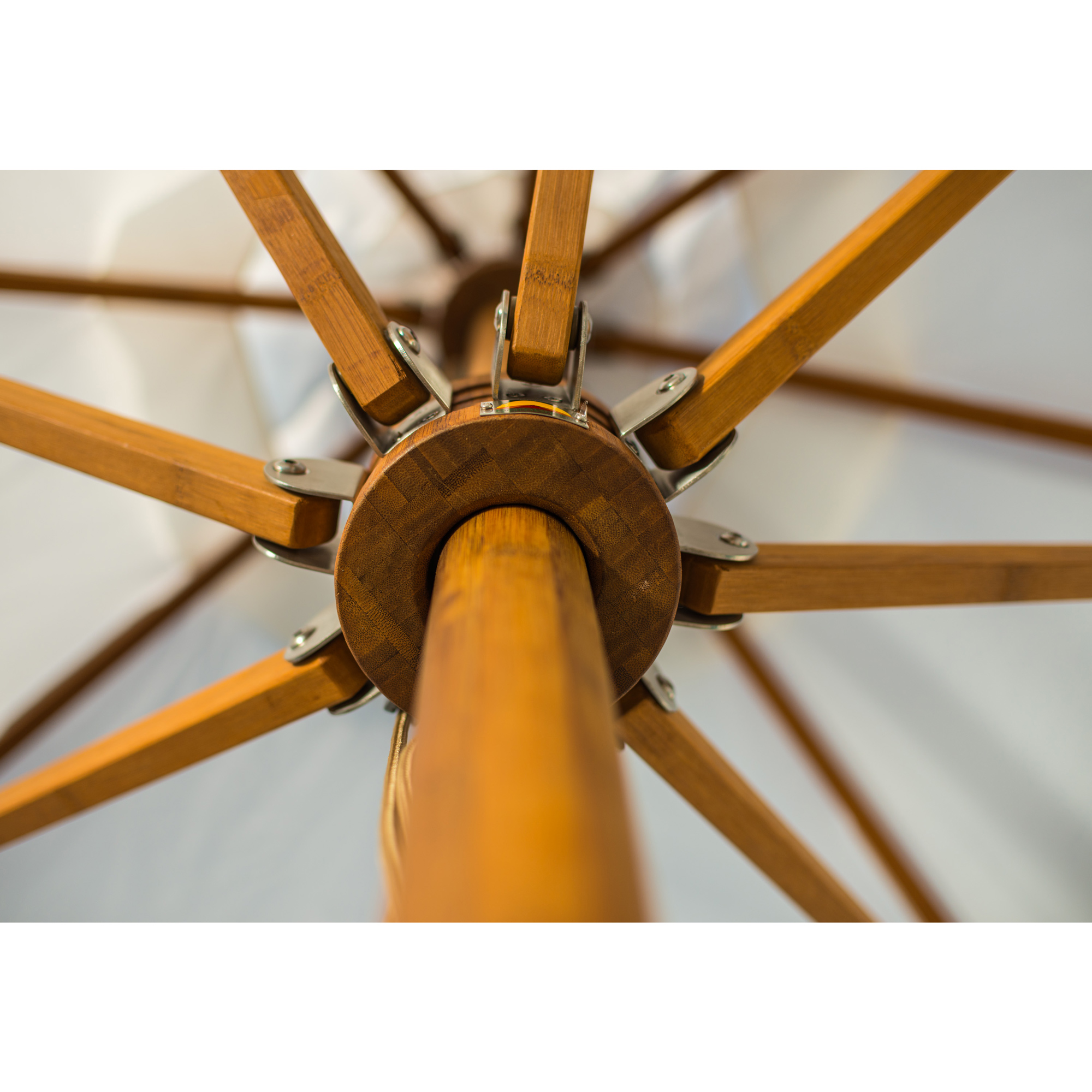 Bambrella Levante 10' Round Bamboo Market Patio Umbrella AuthenTEAK