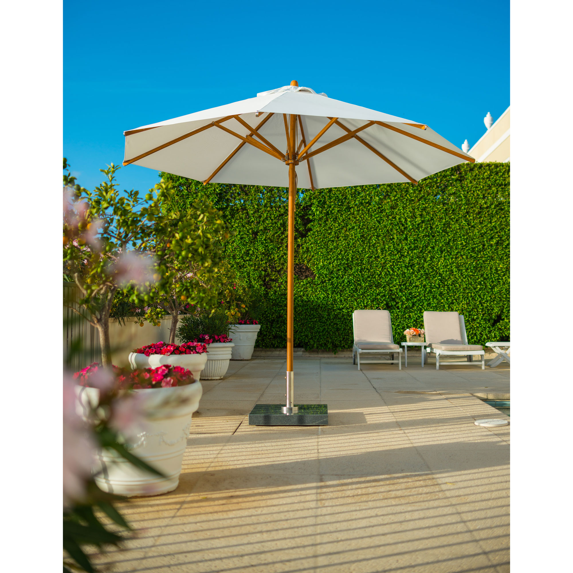 Bambrella Levante 10' Round Bamboo Market Patio Umbrella AuthenTEAK