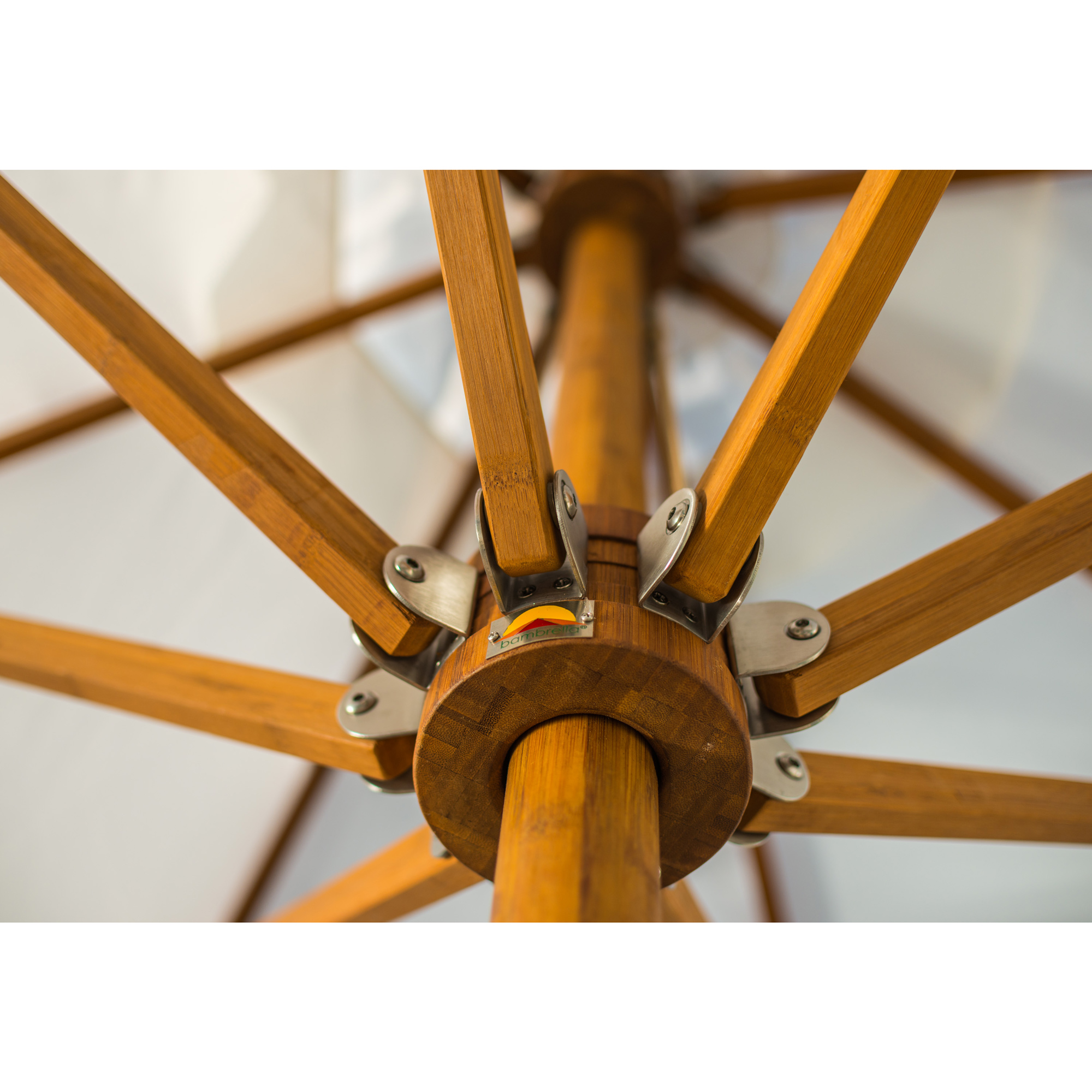 Bambrella Levante 11.5' Round Bamboo Market Patio Umbrella AuthenTEAK