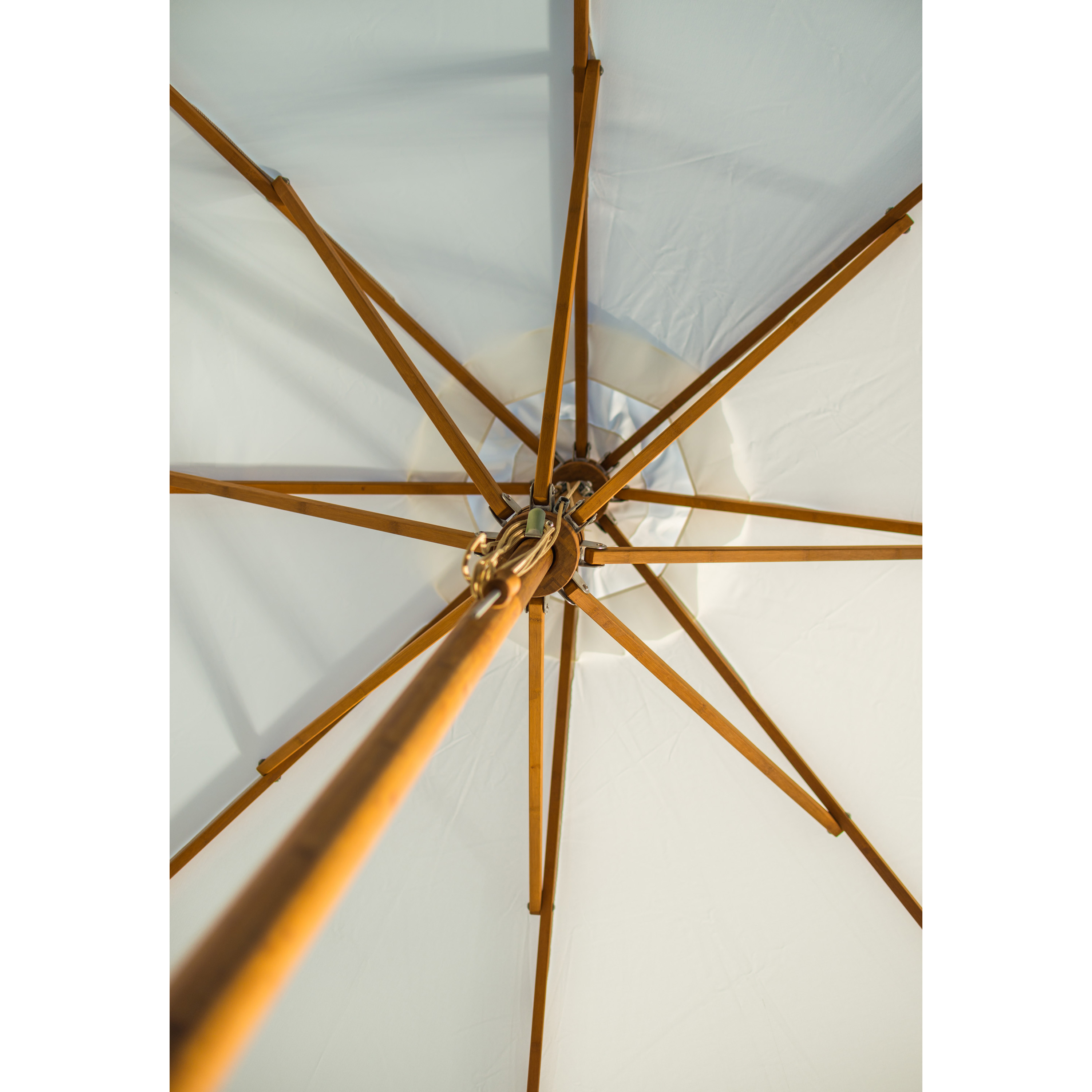 Bambrella Levante 8.5' Square Bamboo Market Patio Umbrella AuthenTEAK