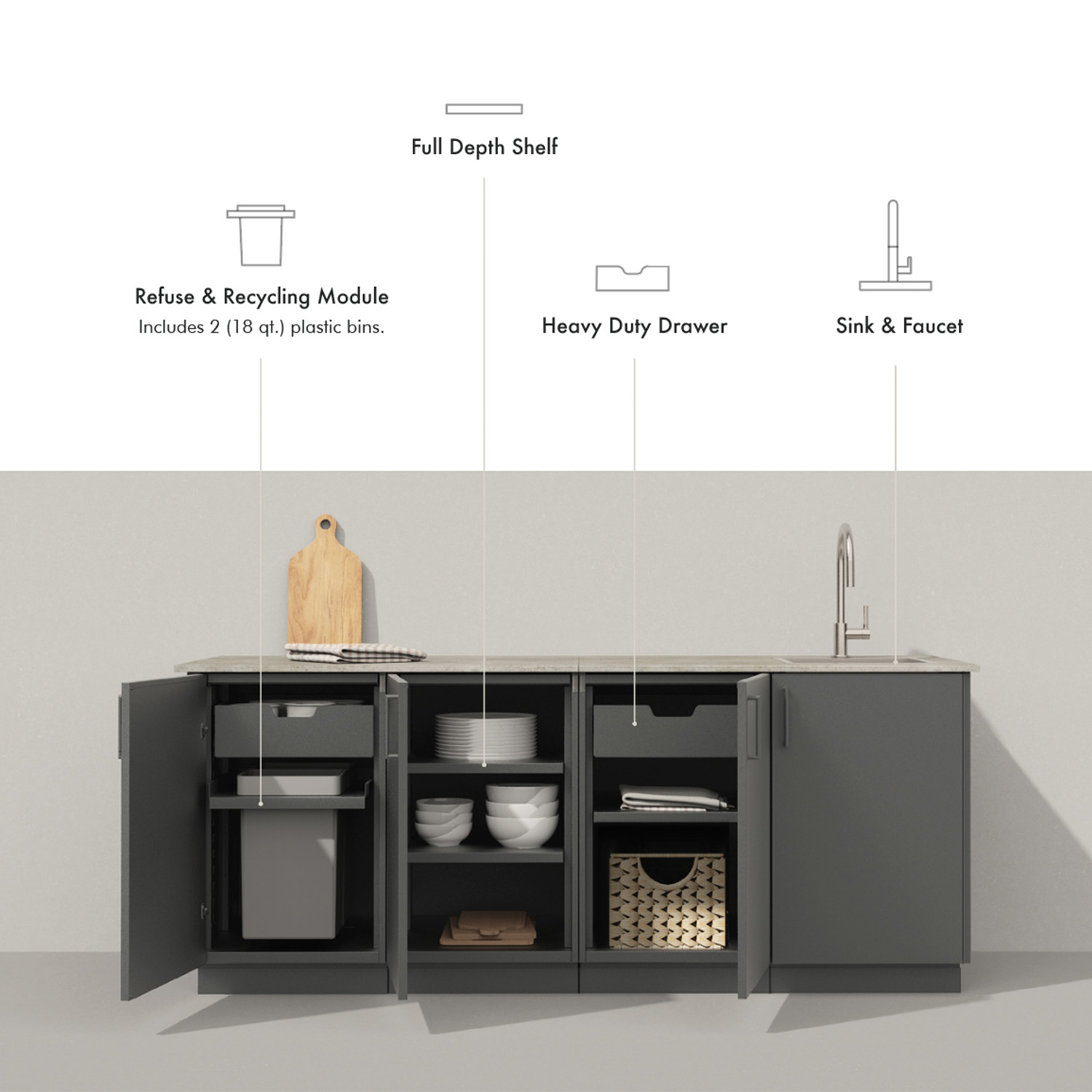 Urban Bonfire Equinox 7.25' Outdoor Kitchen Island | AuthenTEAK