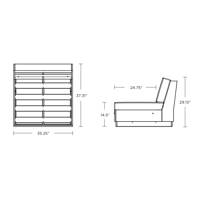 Polywood Elevate Modular Armless Outdoor Sectional Unit AuthenTEAK