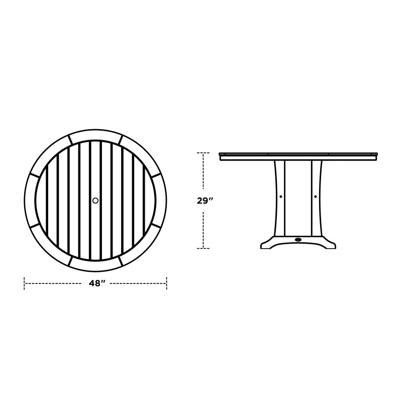 Polywood Nautical Trestle 48" Round Dining Table AuthenTEAK