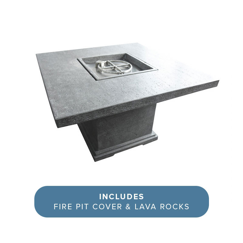 Elementi Birmingham 48" Square Concrete Gas Fire Table w/ Hidden Tank