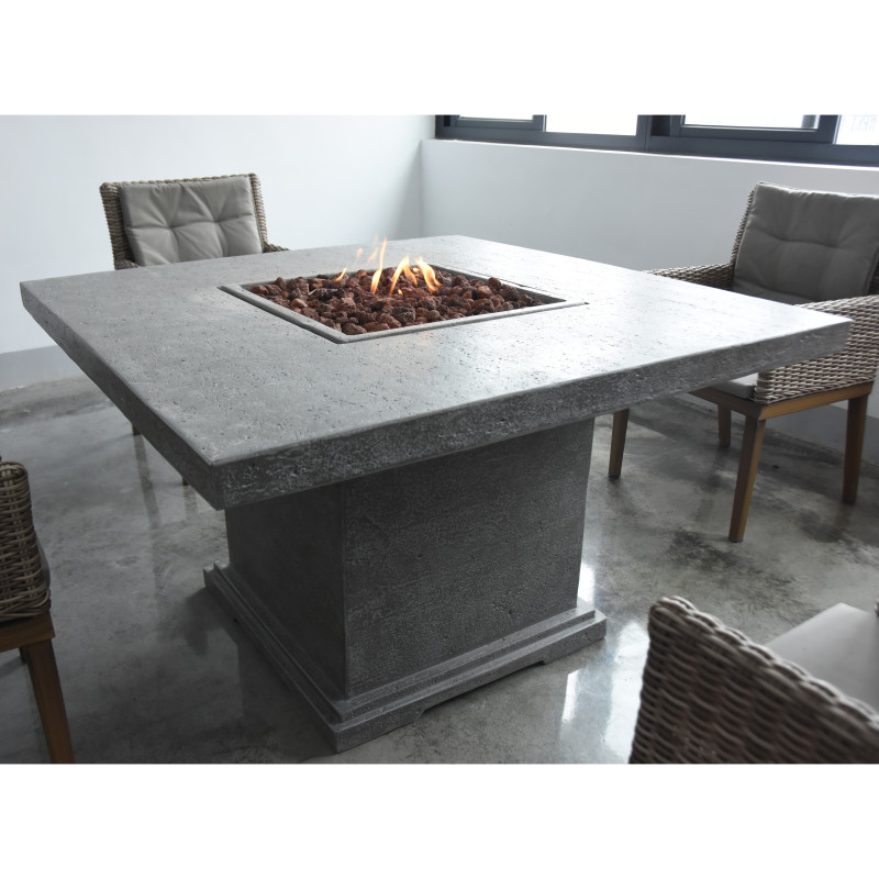 Elementi Birmingham 48" Square Concrete Gas Fire Table w/ Hidden Tank AuthenTEAK