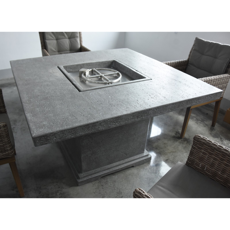 Elementi Birmingham 48" Square Concrete Gas Fire Table w/ Hidden Tank