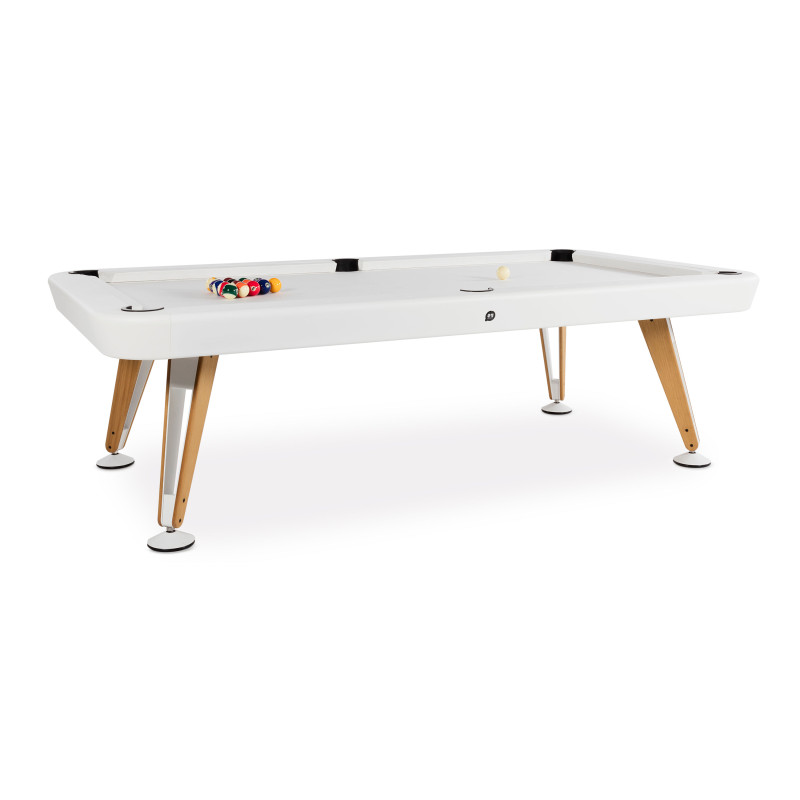 RS Barcelona Diagonal 7' White Outdoor Billiard Table AuthenTEAK