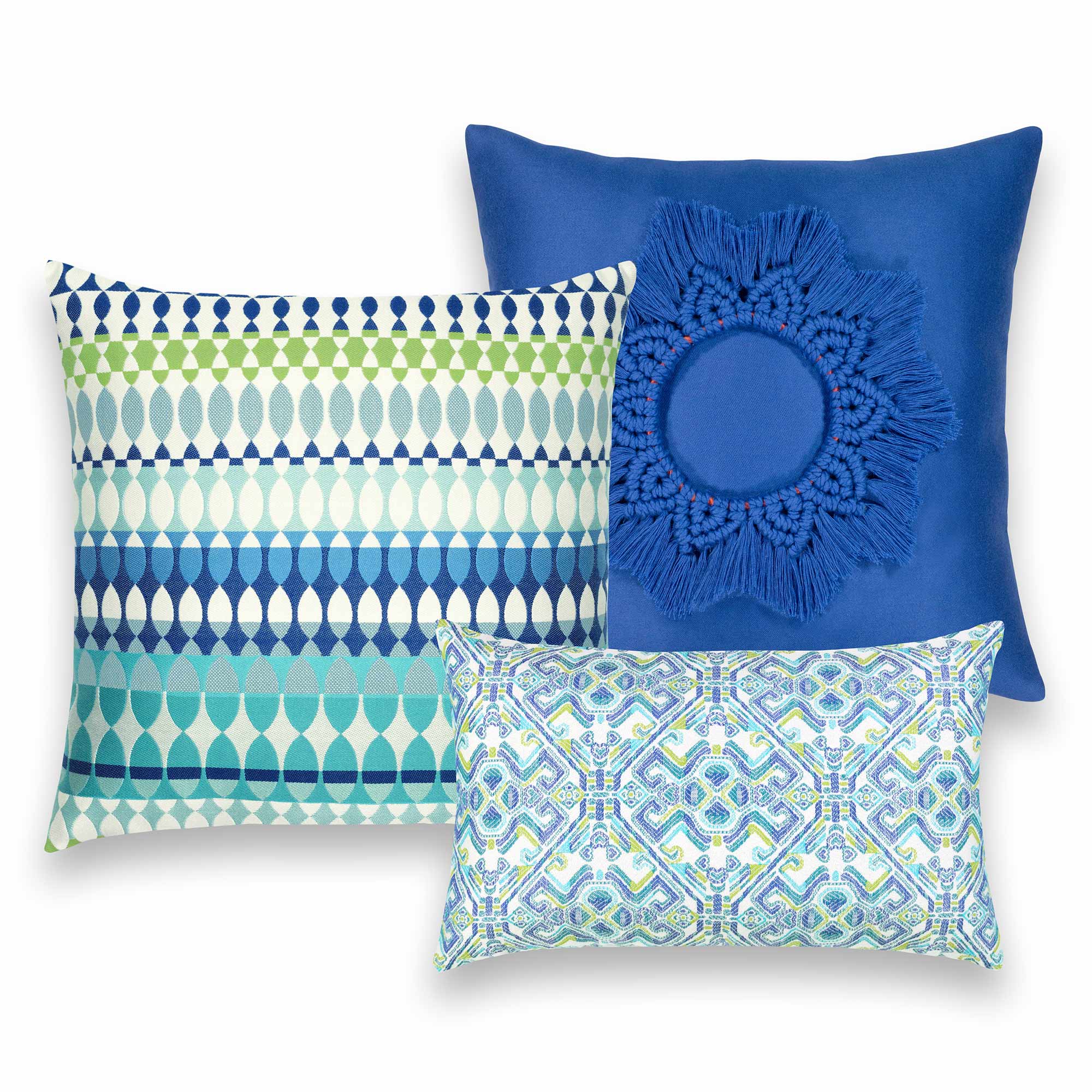 Elaine Smith 20" x 12" Modern Oval Ocean Sunbrella Outdoor Lumbar