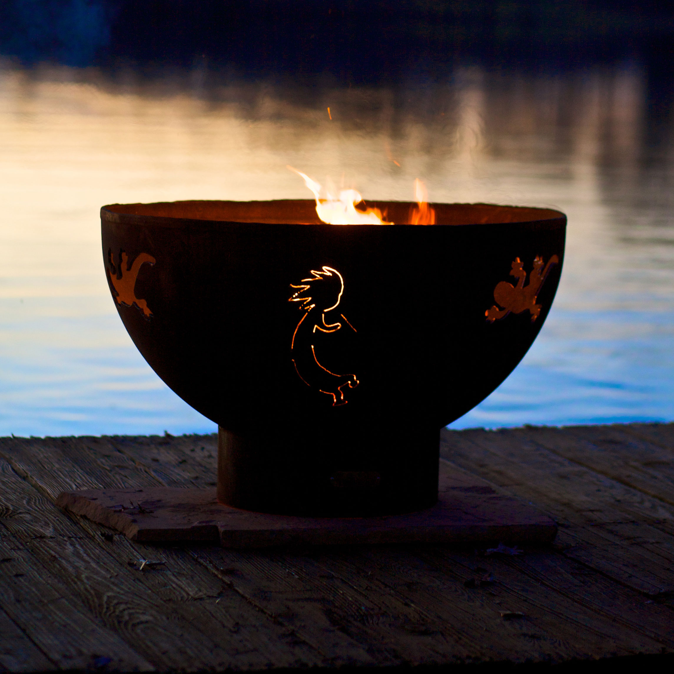 Fire Pit Art Kokopelli 36" Round Steel Fire Pit | AuthenTEAK