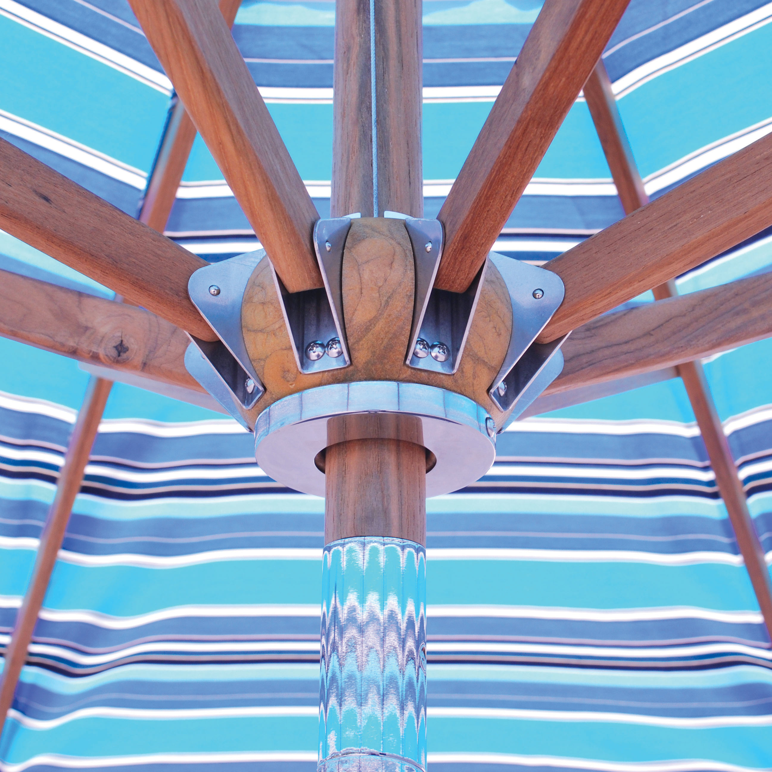 Galtech Rotational Tilt 9' Round Teak Market Patio Umbrella AuthenTEAK