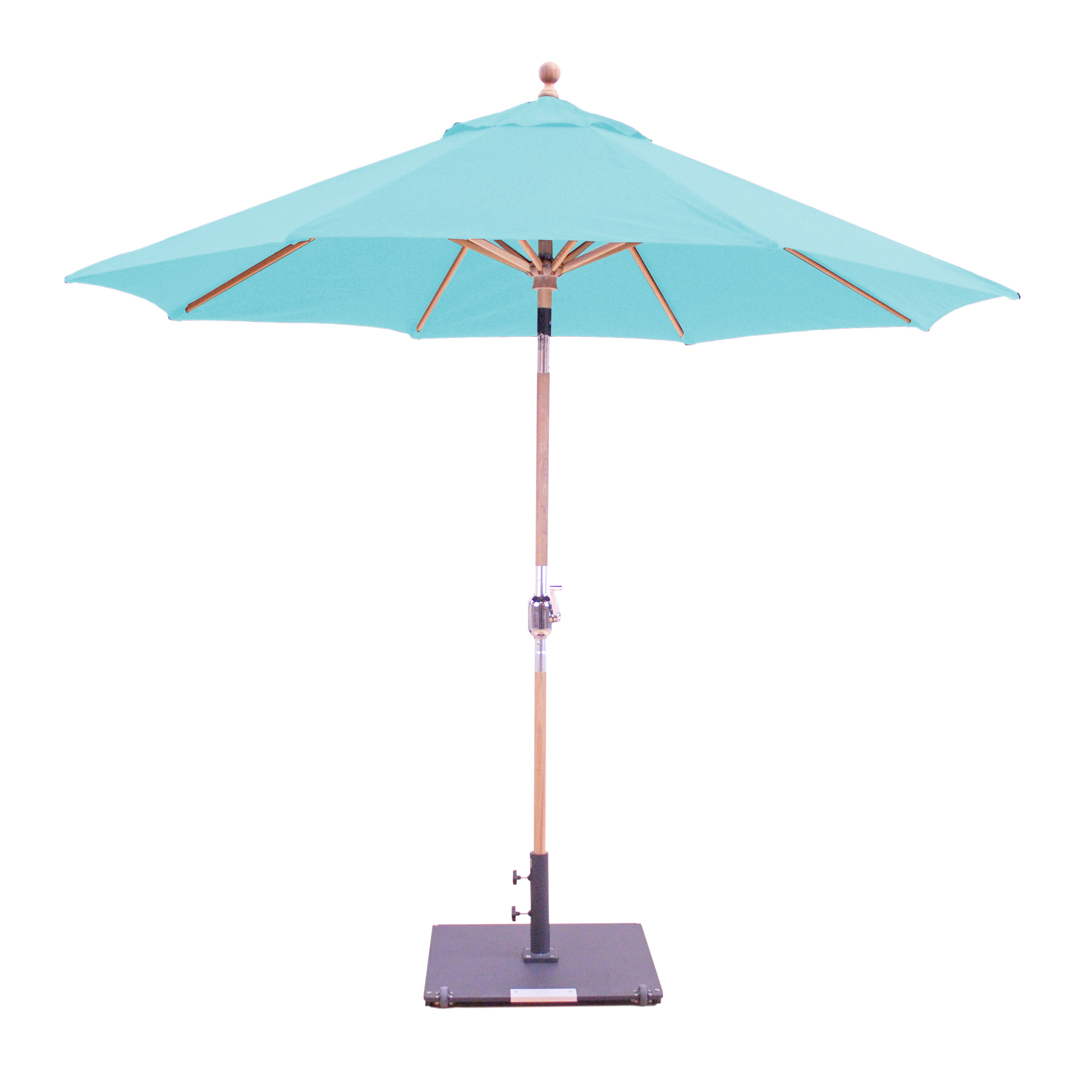 Galtech Rotational Tilt 9' Round Teak Market Patio Umbrella AuthenTEAK
