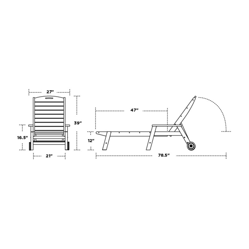 Polywood Nautical Chaise Lounge with Arms and Wheels AuthenTEAK