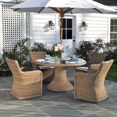 Kingsley Bate 9' Round Teak Market Patio Umbrella AuthenTEAK