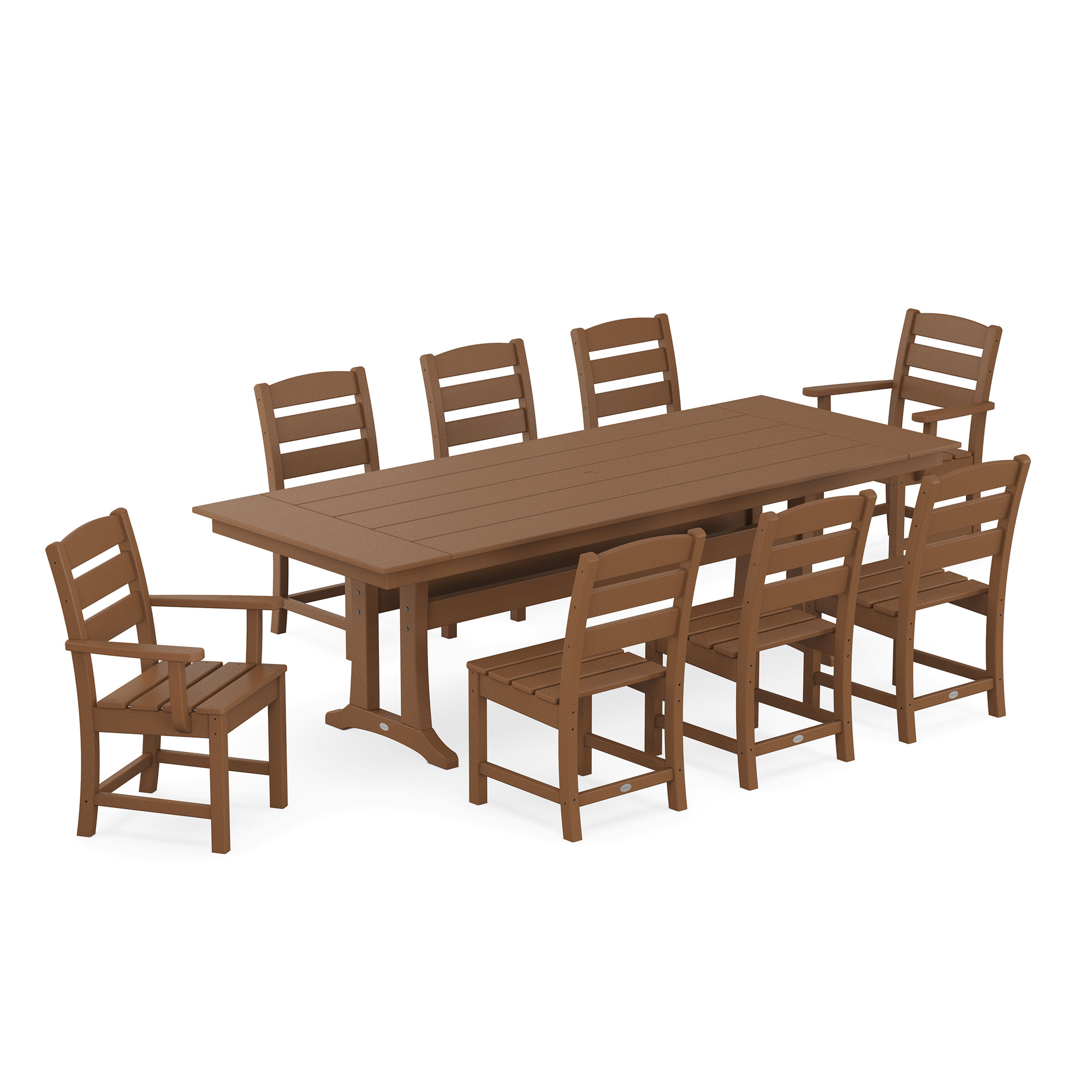 Polywood Lakeside 9Piece Farmhouse Dining Set with Trestle Legs