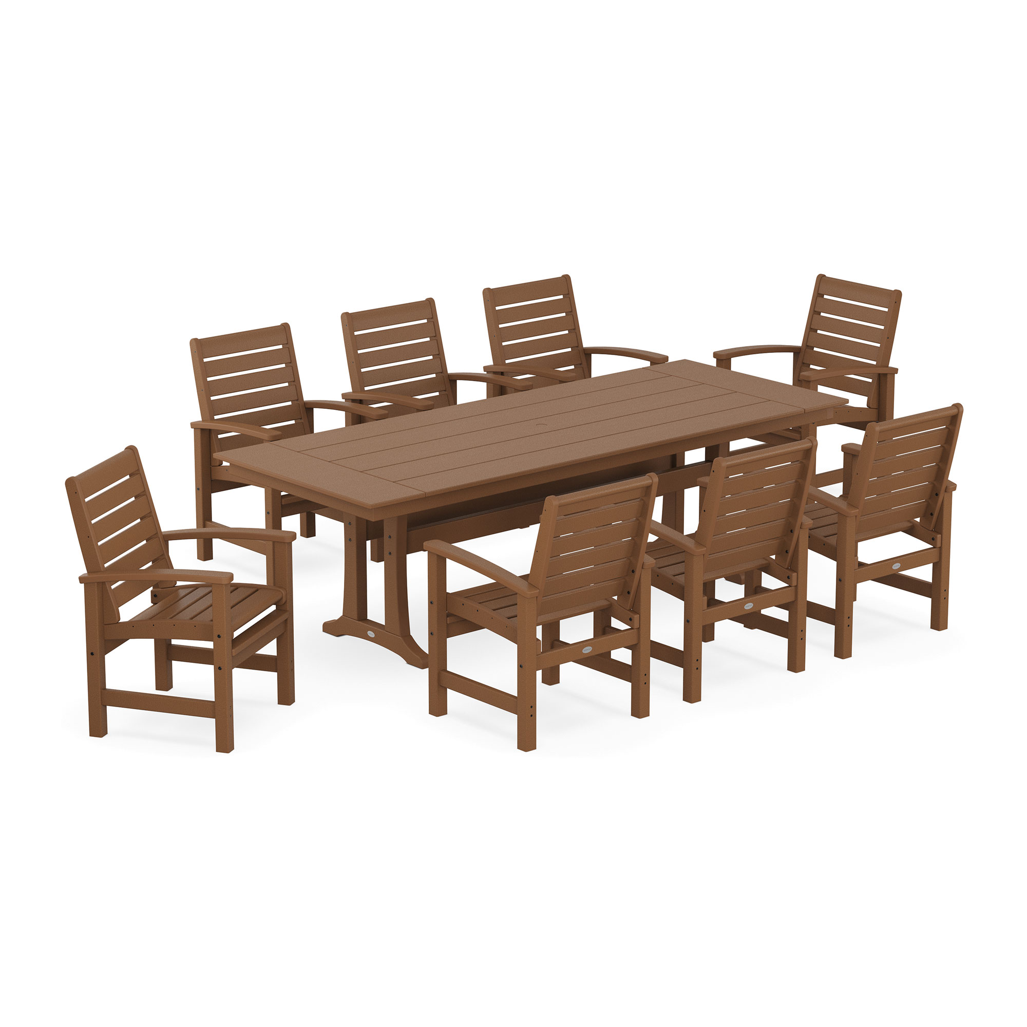 Polywood Signature 9Piece Farmhouse Dining Set with Trestle Legs
