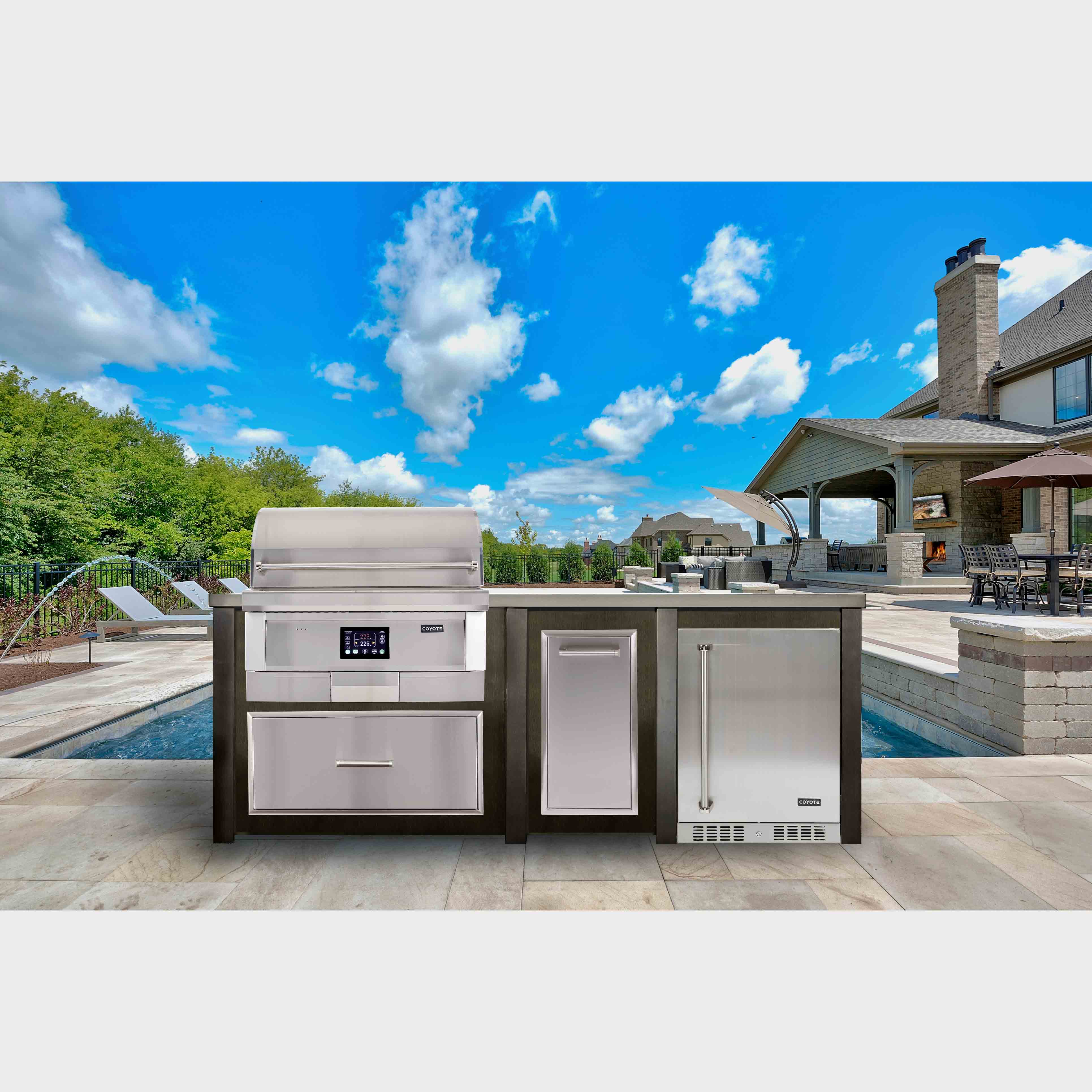 Stainless Steel Coyote Built In Pellet Grill Built In Pellet Grill Island 