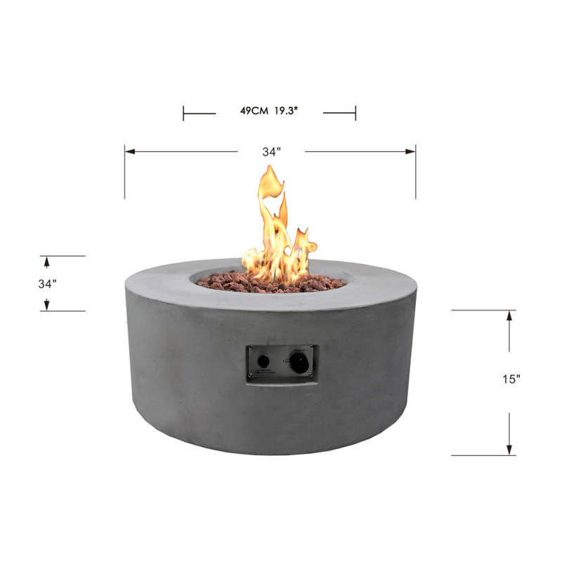 Modeno Tramore 34" Round Concrete Gas Fire Table AuthenTEAK