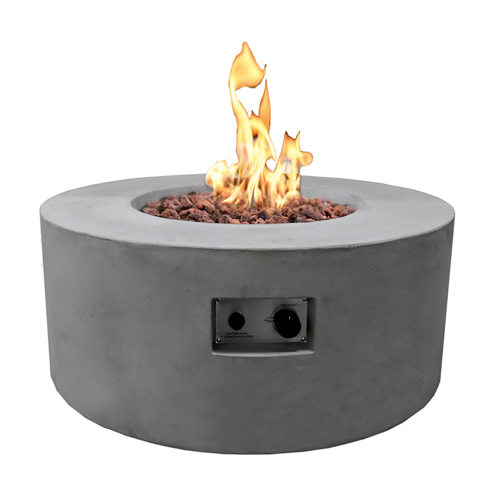 Modeno Tramore 34" Round Concrete Gas Fire Table AuthenTEAK