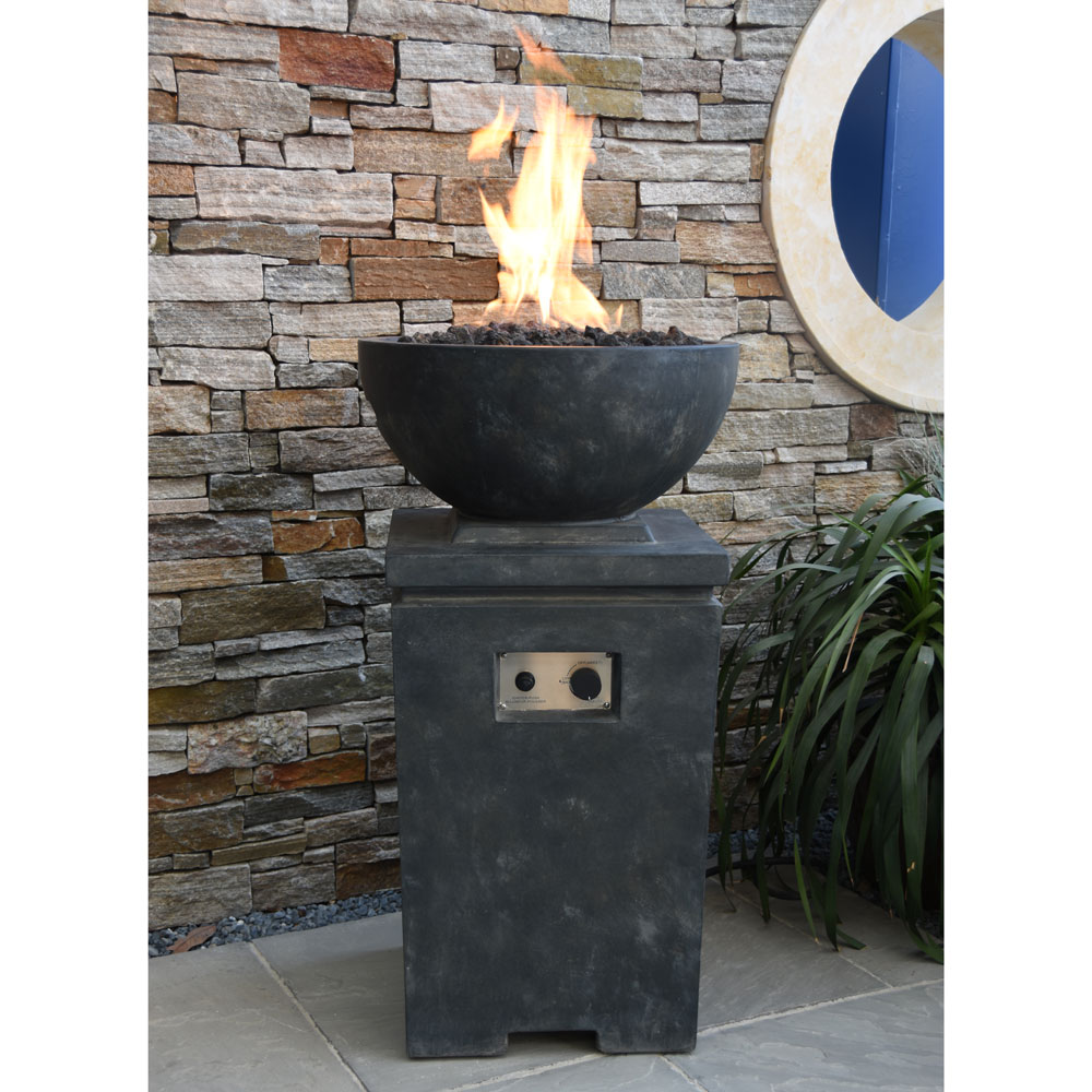 Modeno Exeter 21" Concrete Gas Fire Pit w/ Hidden Tank AuthenTEAK
