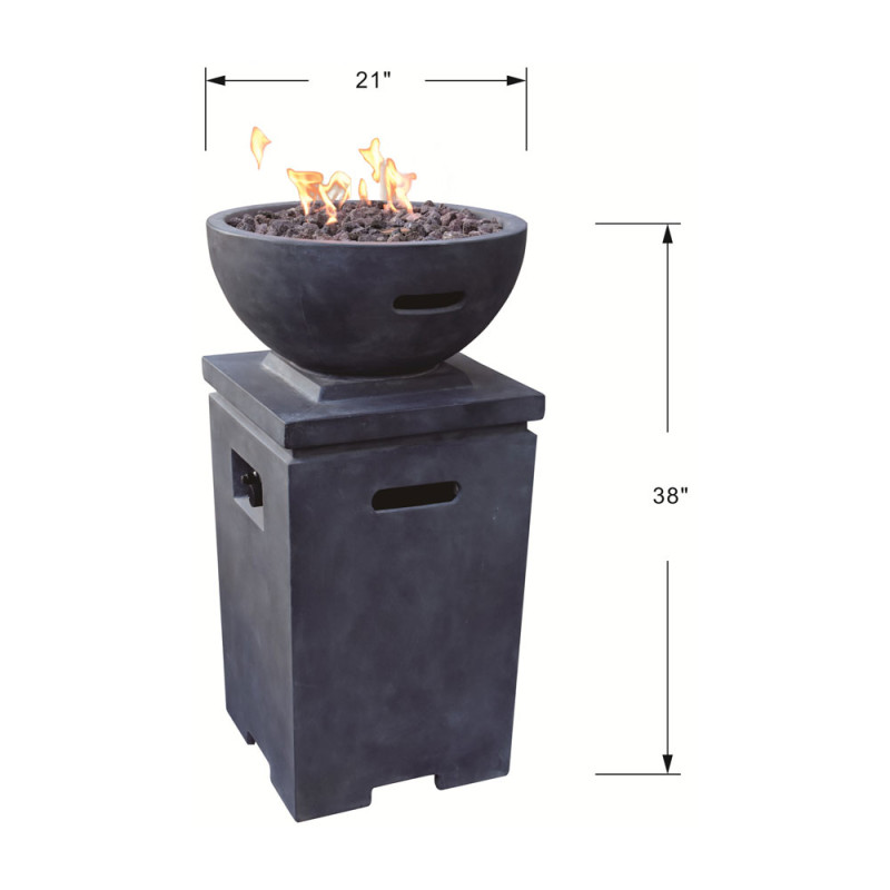 Modeno Exeter 21" Concrete Gas Fire Pit w/ Hidden Tank AuthenTEAK