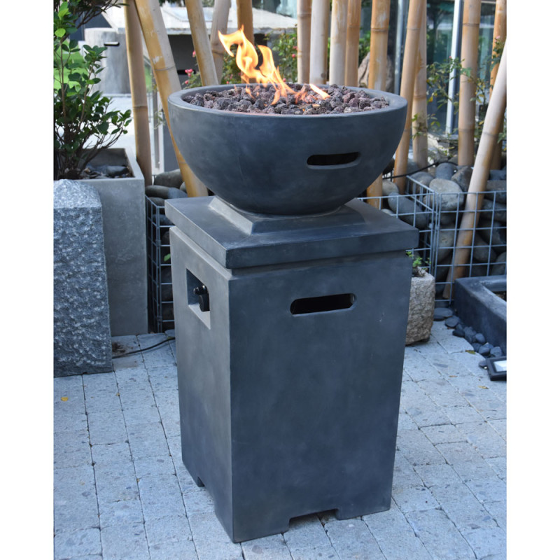 Modeno Exeter 21" Concrete Gas Fire Pit w/ Hidden Tank AuthenTEAK