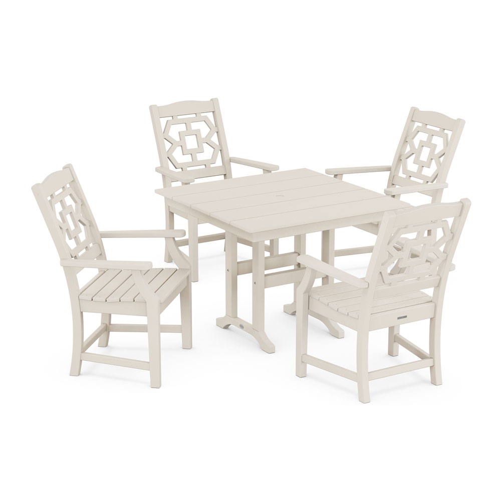 Polywood Chinoiserie 5-Piece Farmhouse Dining Set | AuthenTEAK