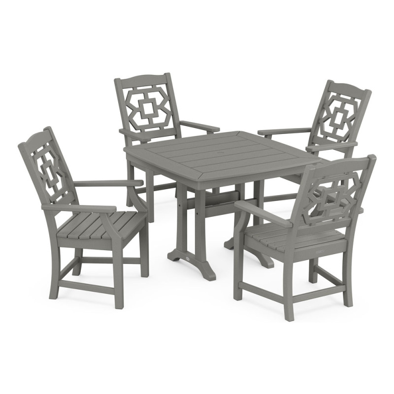 Polywood Chinoiserie 5 Piece Dining Set With Trestle Legs AuthenTEAK polywood-chinoiserie-5-piece-dining-set-with-trestle-legs-authenteak