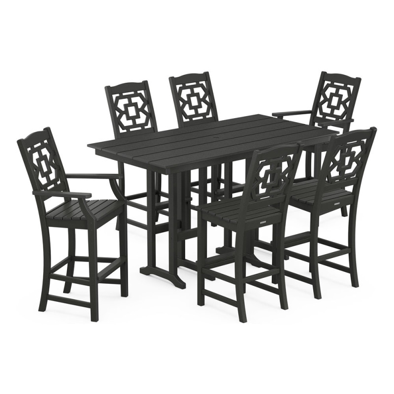 Polywood Chinoiserie 7Piece Farmhouse Bar Set AuthenTEAK