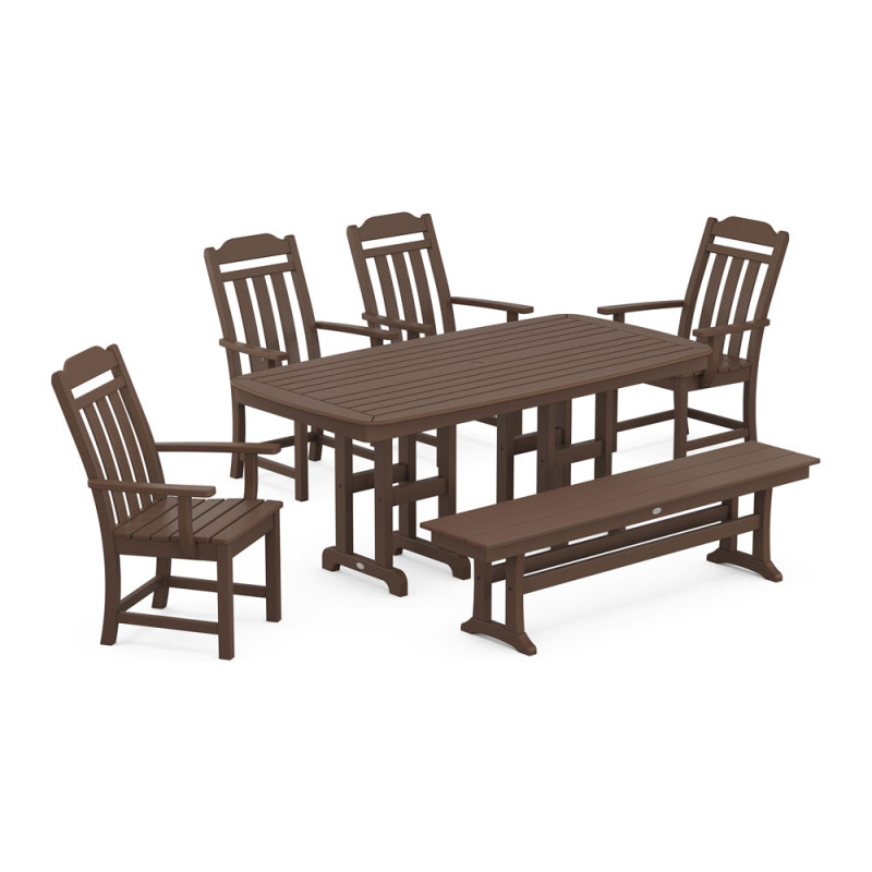 Polywood Country Living 6-Piece Dining Set with Bench | AuthenTEAK