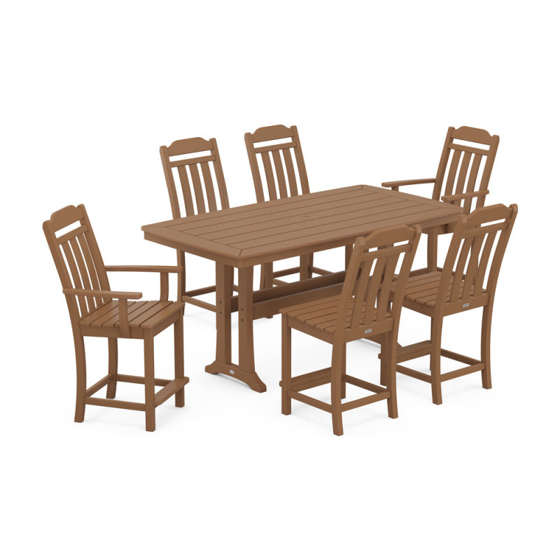 Polywood Country Living 7Piece Counter Set with Trestle Legs AuthenTEAK