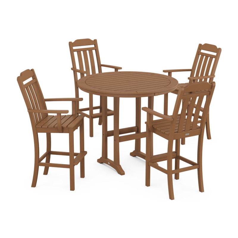 Polywood Country Living 5Piece Round Bar Set AuthenTEAK