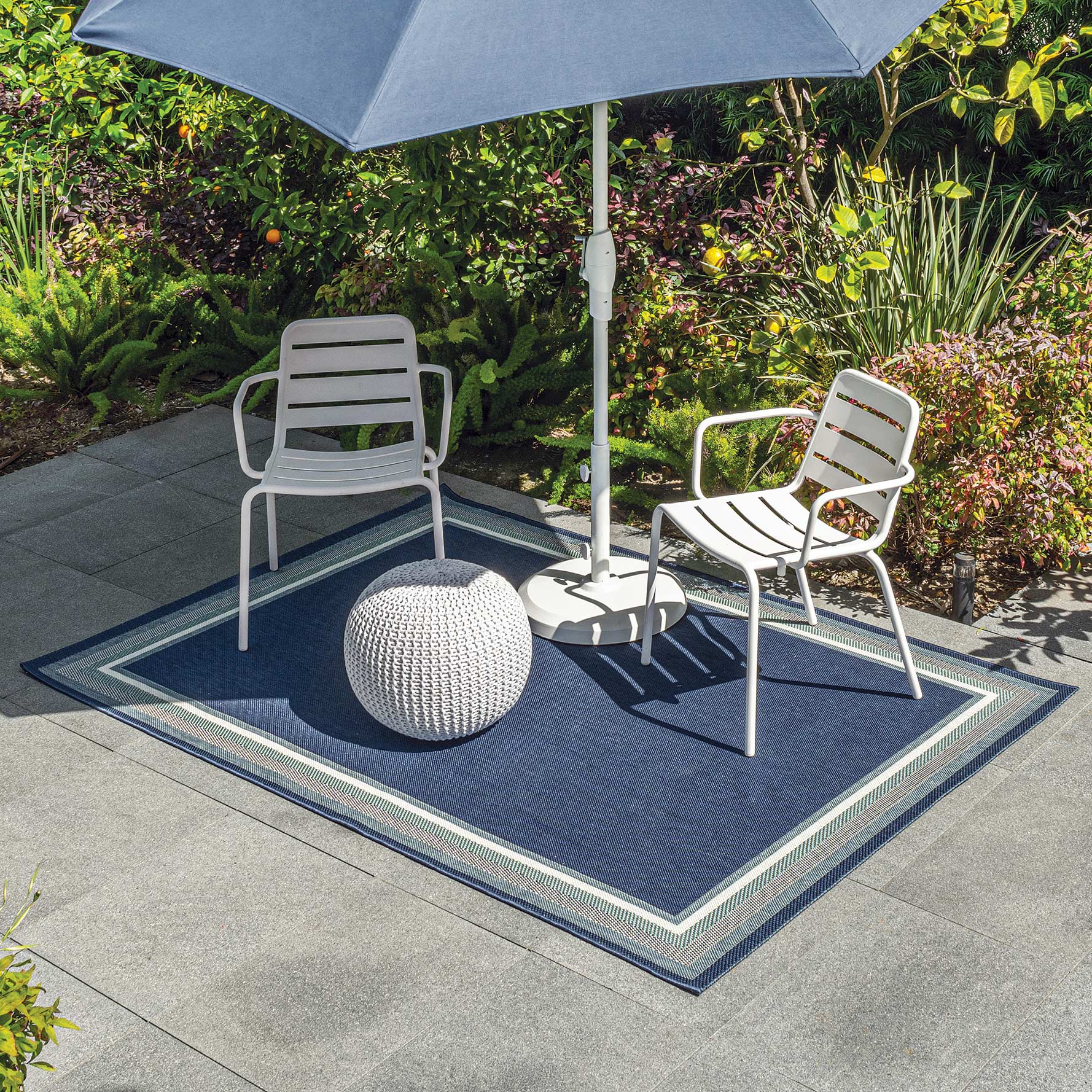 Treasure Garden Seaside Harbour Blue Indoor/Outdoor Rug | AuthenTEAK