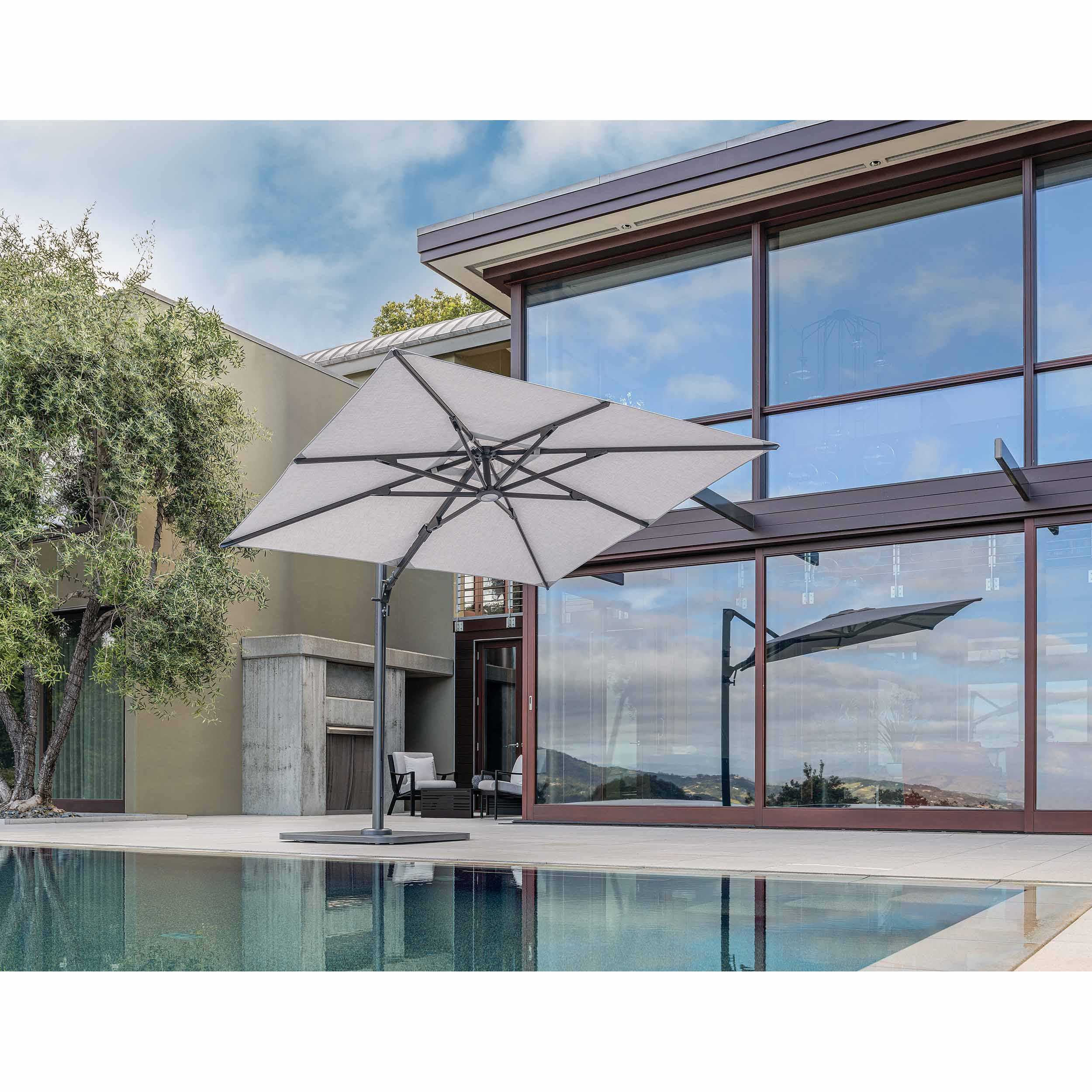 Shademaker Solaris 9' Square Aluminum Commercial Cantilever Patio