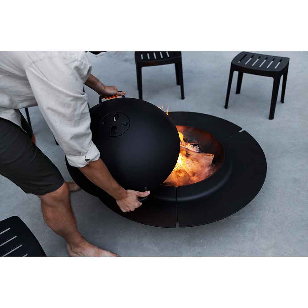 Caneline Ember 43" Round Cast Iron Wood Burning Fire Pit AuthenTEAK