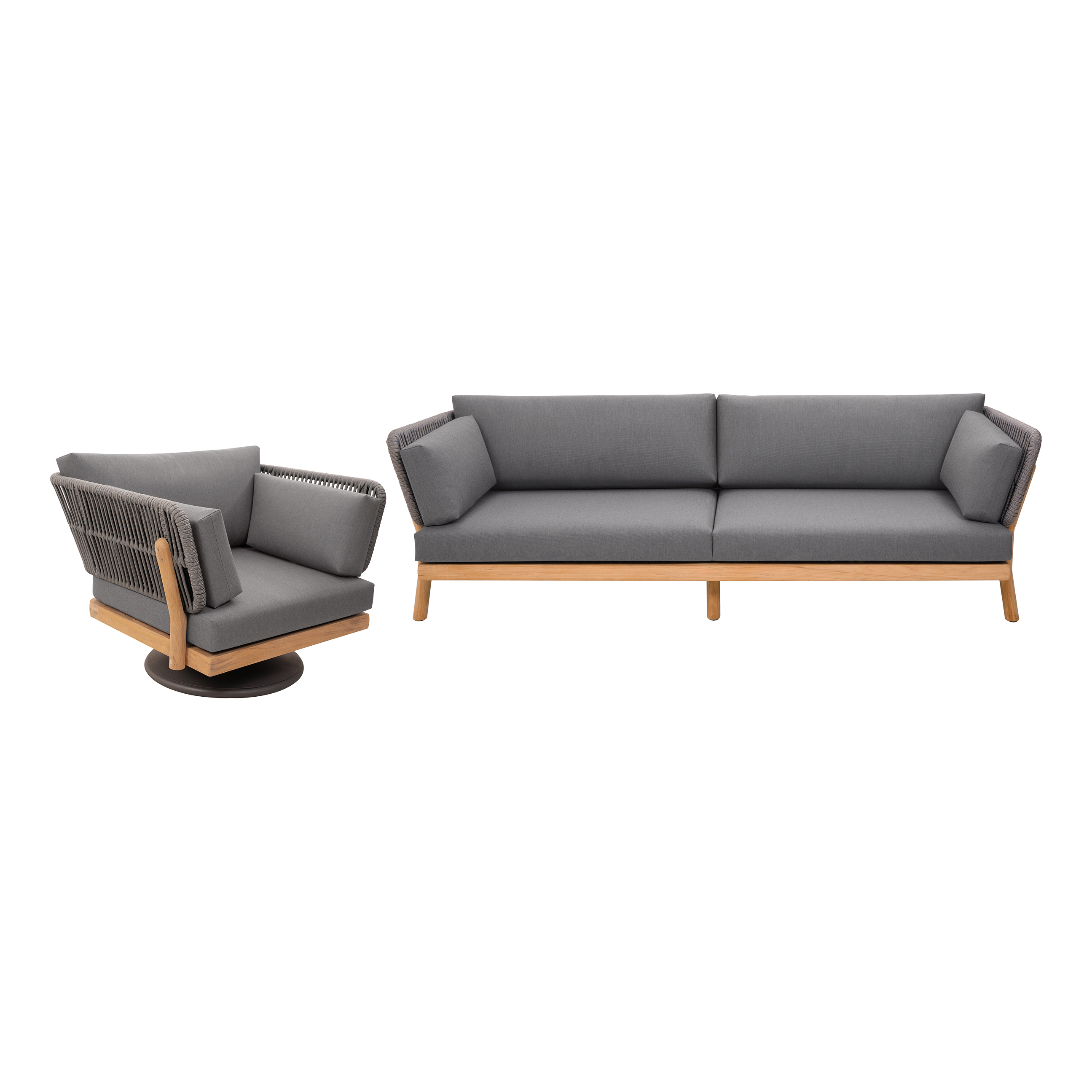 POVL Outdoor Supra 2-Piece Swivel Rocker and Sofa Outdoor Lounging Set ...