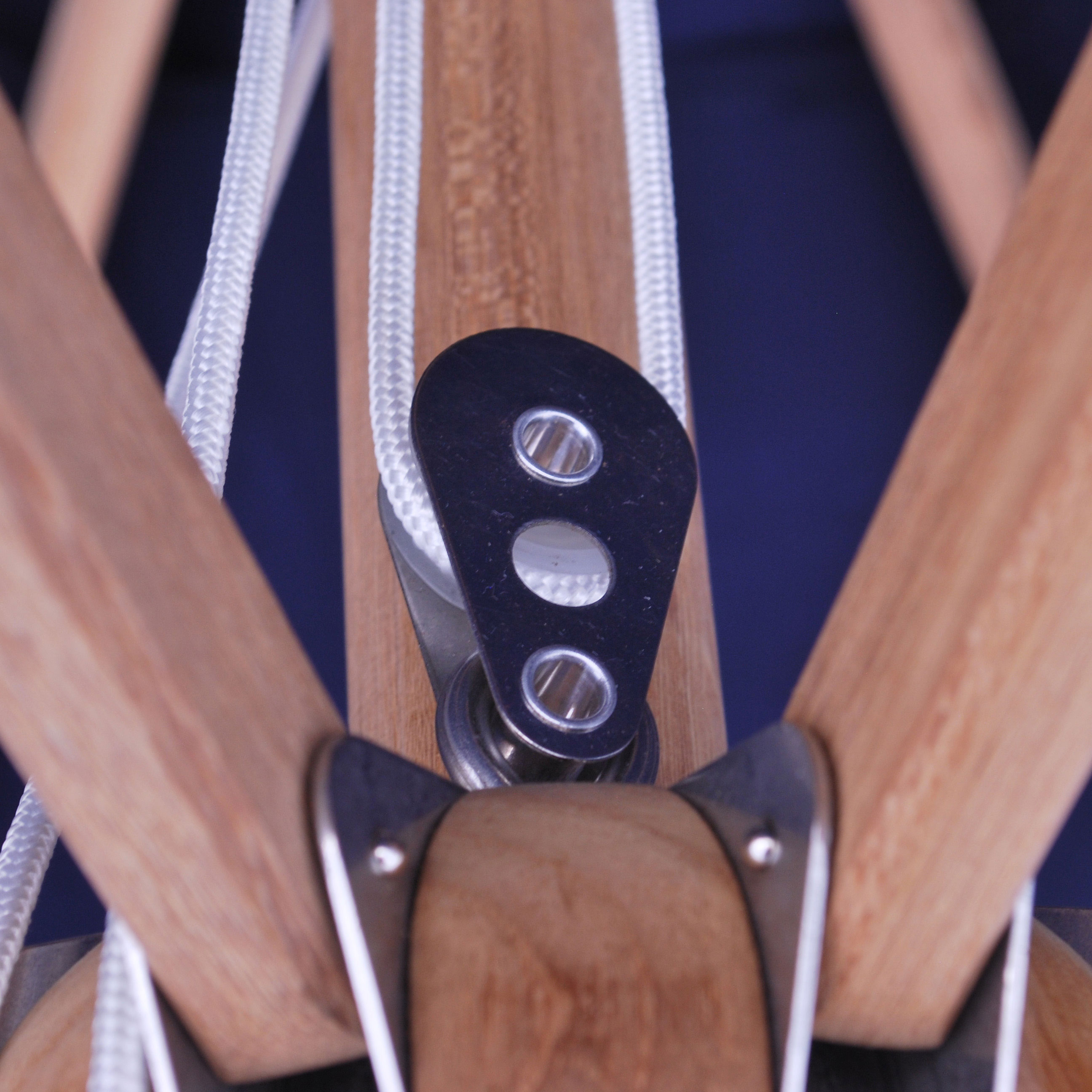 Galtech African Pulley 9' Round Teak Market Patio Umbrella AuthenTEAK