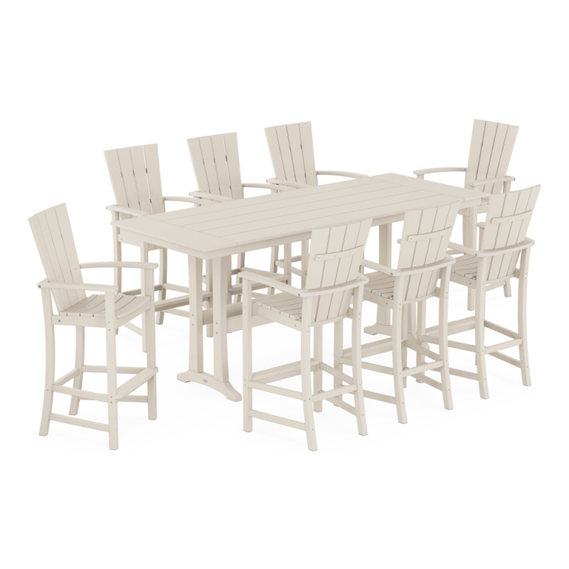 Polywood Quattro Adirondack 9Piece Farmhouse Bar Set with Trestle Legs