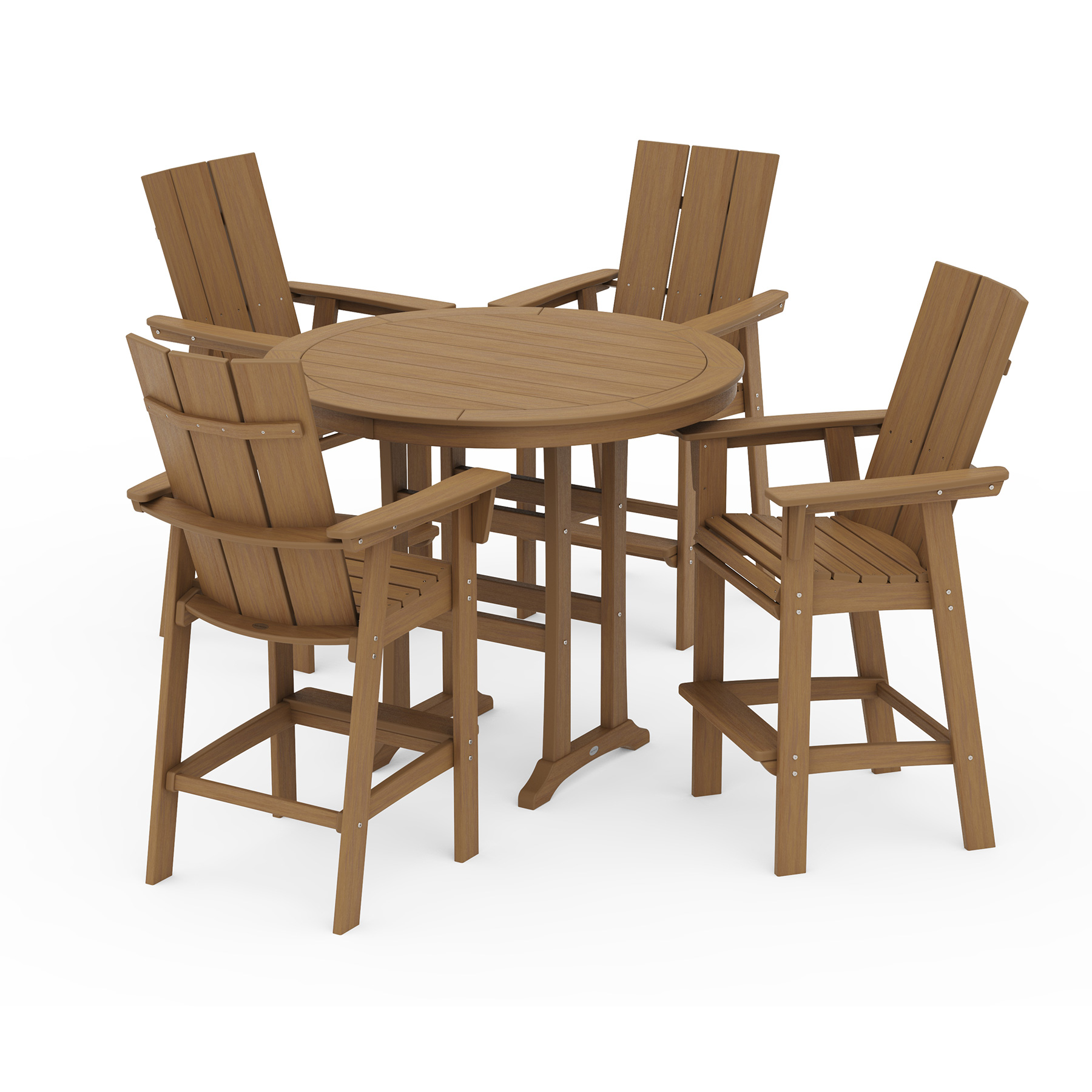 Polywood Modern Curveback Adirondack 5-Piece Nautical Trestle Bar