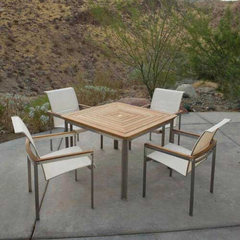 Kingsley Bate Tivoli 42" Steel Square Dining Table AuthenTEAK