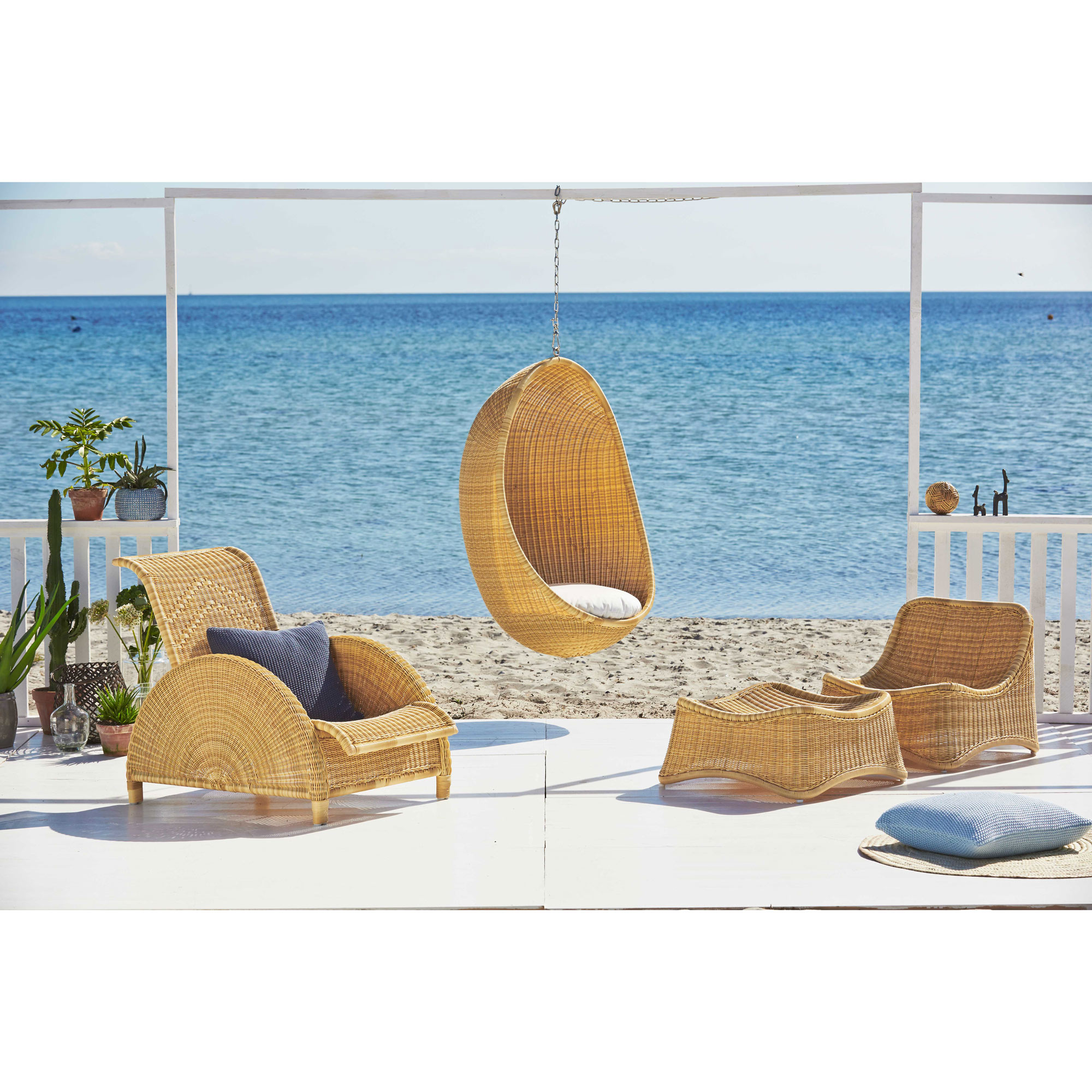 Sika Design Exterior Chill AluRattan Lounge Chair and Stool