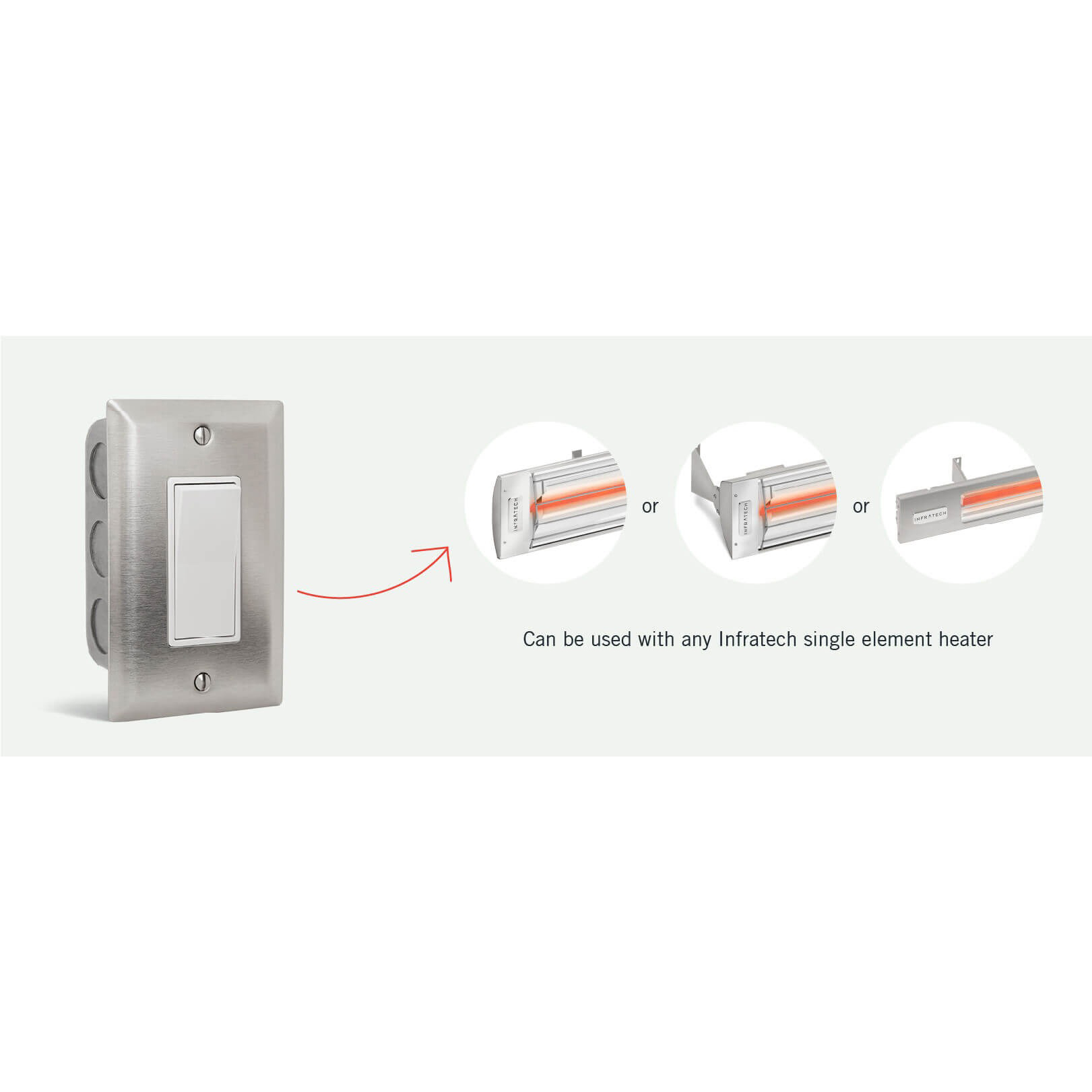 Infratech Dual On/Off Switch with Flush Mount & Gang Box
