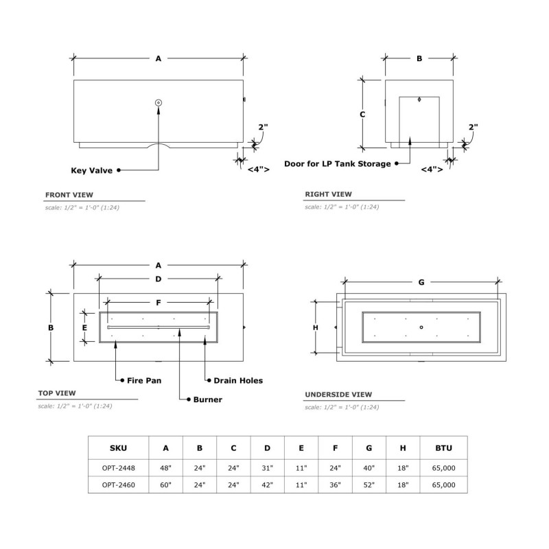 The Outdoor Plus Pismo 48" GFR Concrete Fire Pit Hidden Tank AuthenTEAK