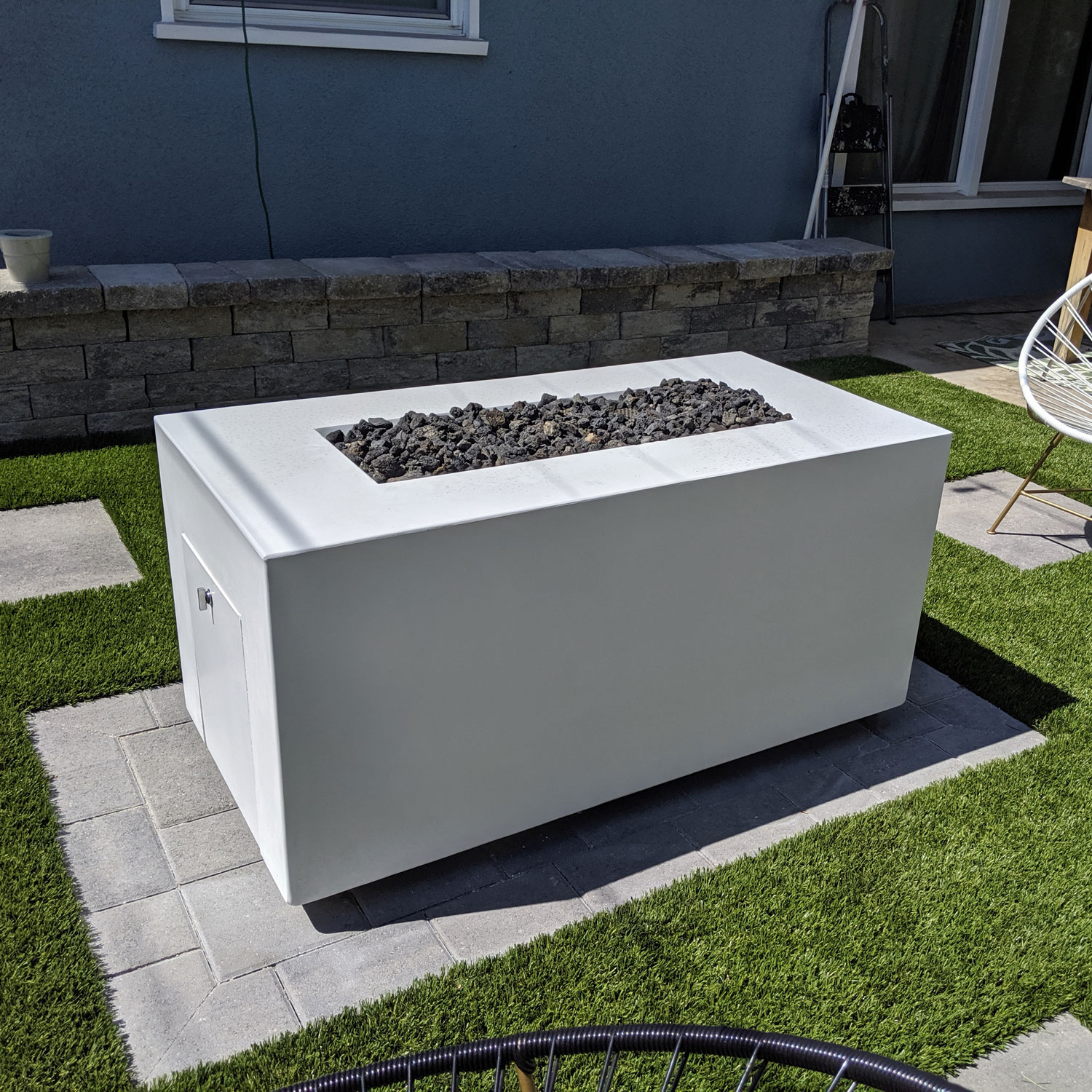 The Outdoor Plus Pismo 60" GFR Concrete Fire Pit Hidden Tank AuthenTEAK