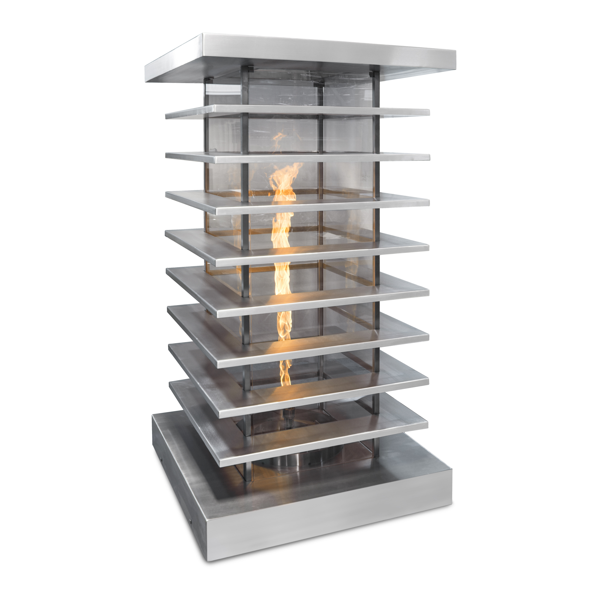 The Outdoor Plus High-Rise 42" Square Stainless Steel Gas Fire Tower ...
