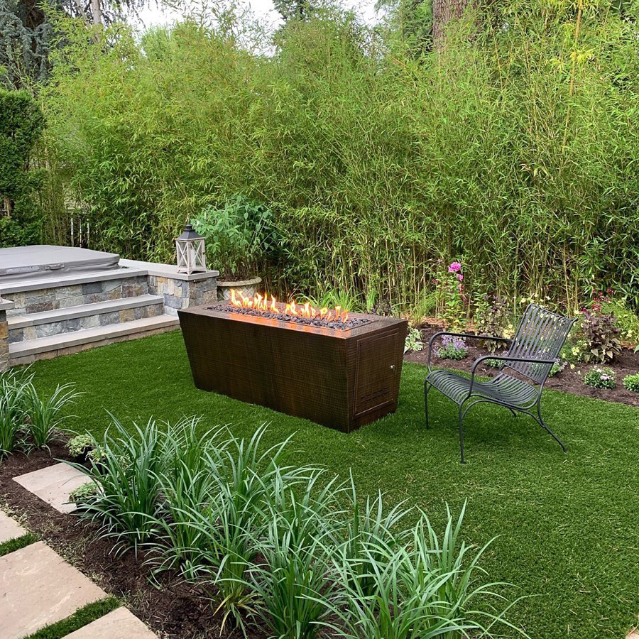 The Outdoor Plus Mesa 72" Rectangular Hammered Copper Gas Fire Pit w