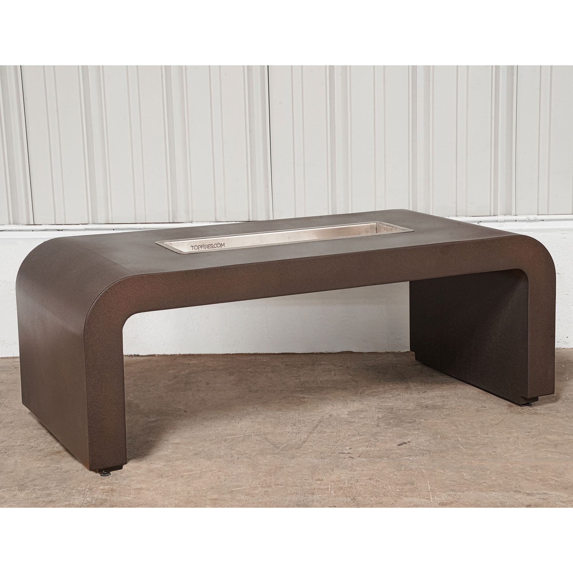 The Outdoor Plus Calabasas 84" Rectangular Steel Gas Fire Pit AuthenTEAK