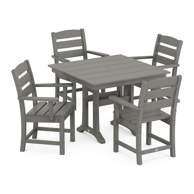 Polywood Lakeside 5Piece Farmhouse Trestle Armchair Dining Set