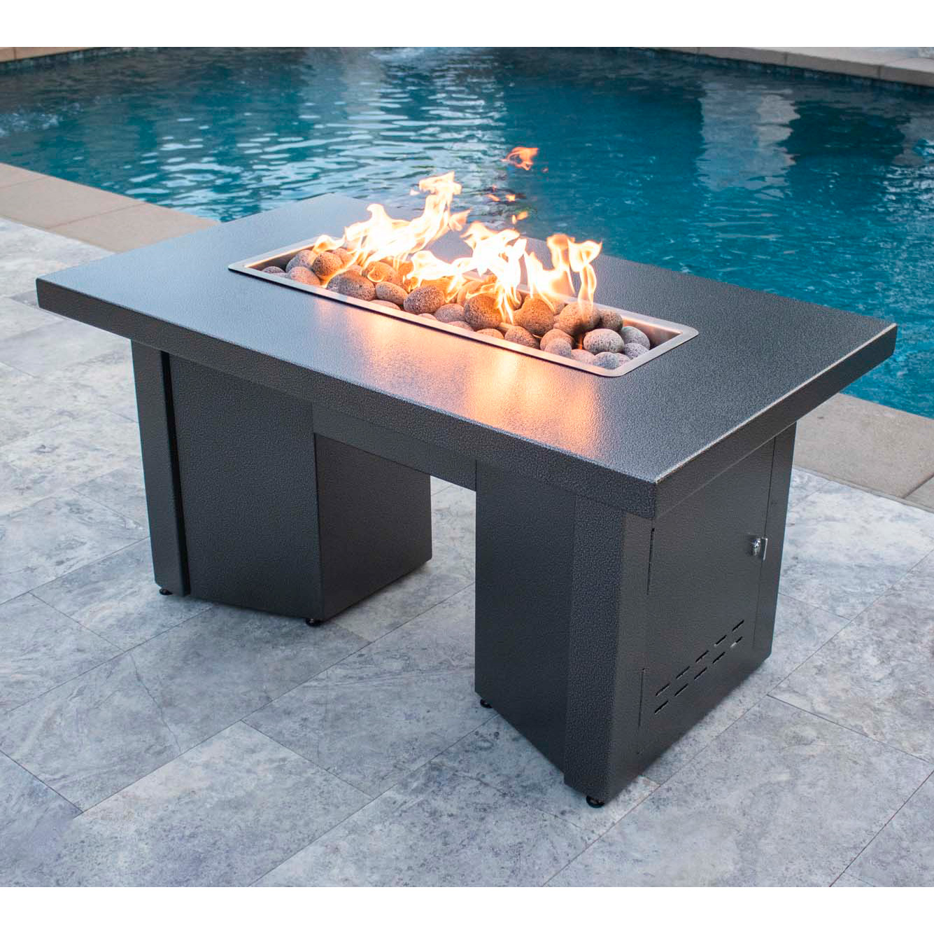 The Outdoor Plus Alameda 60" Rectangular Steel Gas Fire Table w/ Hidden