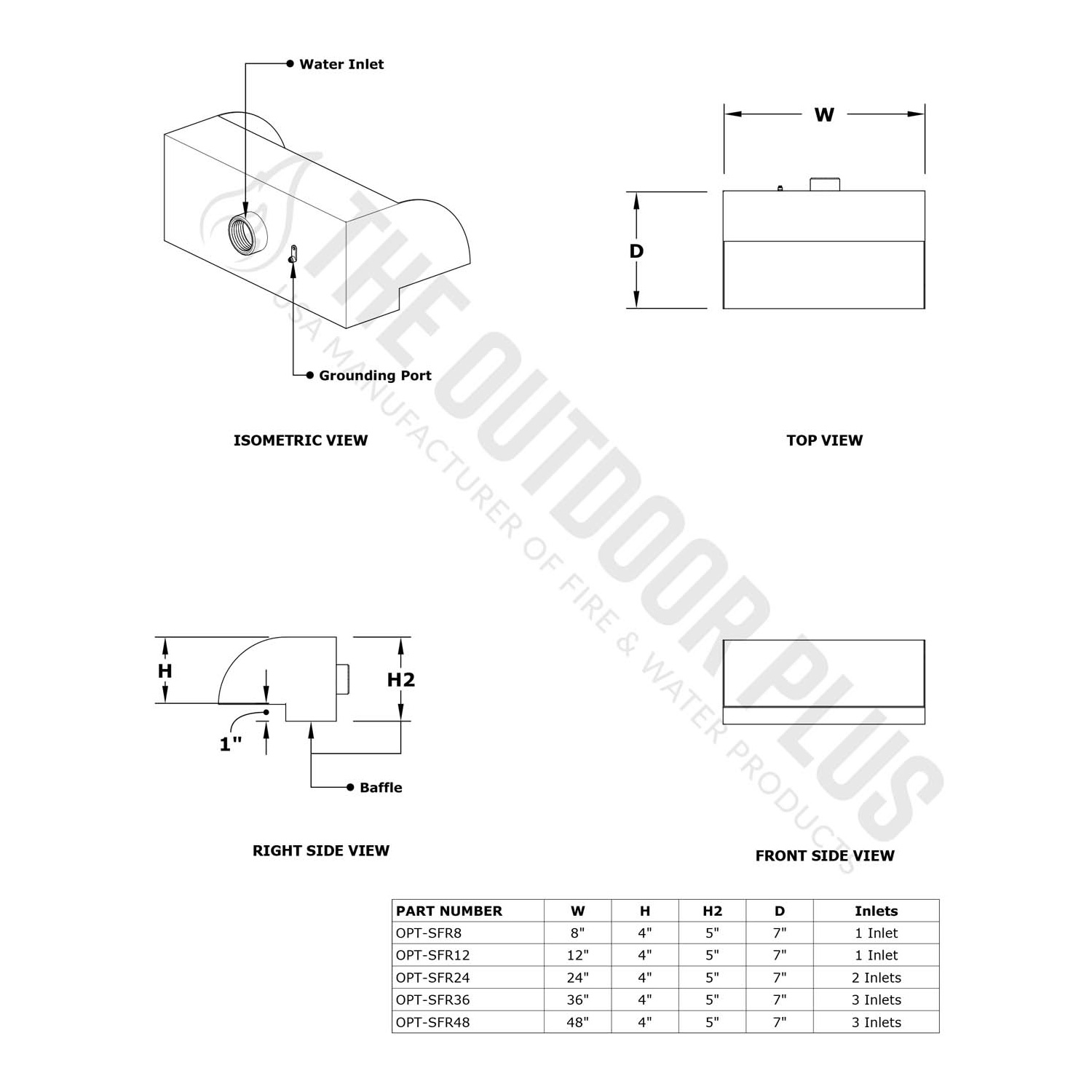 Radius Style The Outdoor Plus Smooth Flow Radius Style Scupper - 36